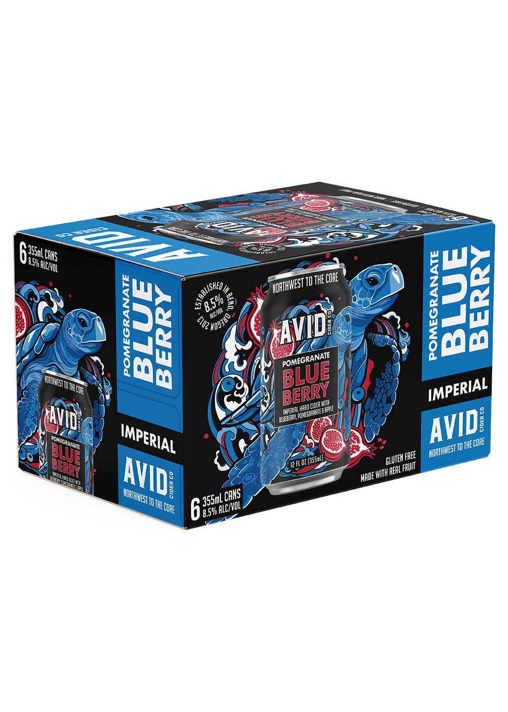 Avid Imperial Blueberry Pomegranate — six-pack carton